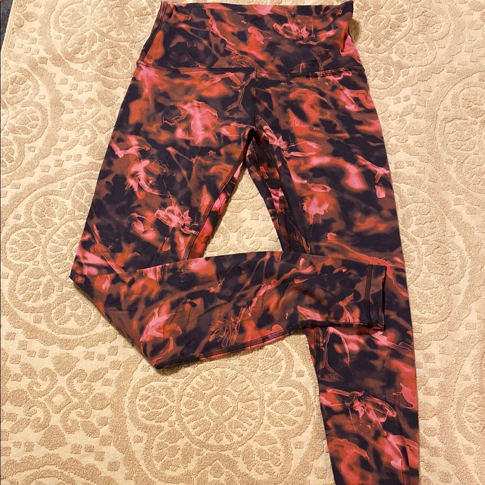 Lululemon-Red, Pink and Black Patterned Leggings